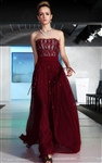 New Strapless Open Back Beaded Evening Dress