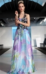 Beaded Printed Blackless Ball Dress/Prom Dress