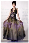 A-line V-neck Ruffle Chiffon Elegant Evening/Party Dress Gradient Color