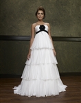 Floor-length Wedding Dress with Black Flower in the Bust