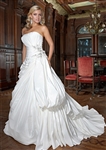 Sexy Ruffled Strapless Floor-length Wedding Dress with Beading