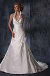 Glamourous Flouncing Neck Belt Floor-length Sheath Wedding Dress Ball Gown