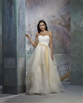 Ruffled Strapless Bridal Gown with Removable Yellow Girdle Tube Dress