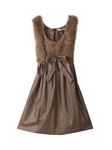 Sexy Sleeveless One-piece Autumn Cortical Cony Skirt with Bowknot Brown Color