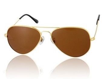 Golden Alloy Frame G15 Dark Brown Resin Lens UV400 Anti-ultraviolet Sunglasses