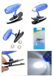 Bullet Style 0.1W 6500K 20LM LED White Light Reading Lamp with Clip (3xLR44) - Blue + Silver + Black