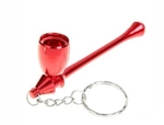 Cigarette Smoking Pipe Holder with Keychain - Red