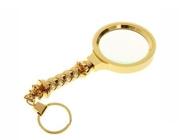 Gold Stainless Steel 60mm Handheld 5X Magnifier with Keychain